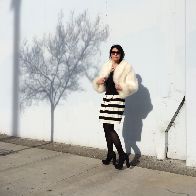 White Fur And High Contrast Winter Fashion In Los Angeles